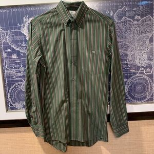 NWOT Lacoste Green Striped Button Down